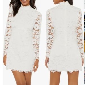 Cupani White Lace Long Sleeve Minidress by LIKELY, Size 8
